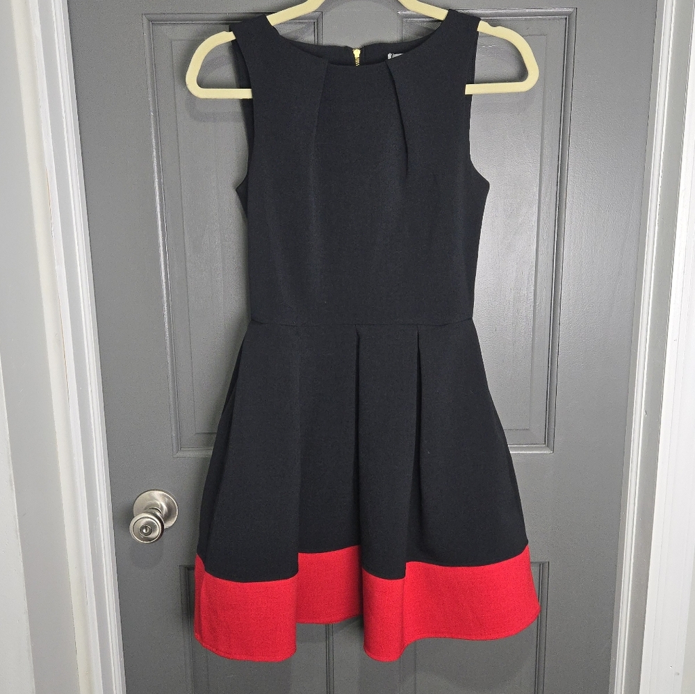 Black Red Pleated Dress